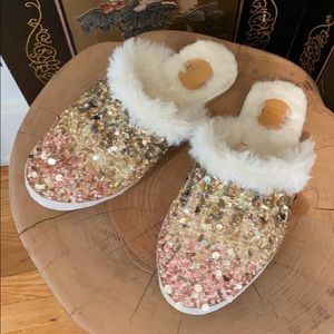 Anthropologie Ombré Sequin Slippers